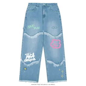 TAKA Original Fun Growing daisy relax fit low-rise jeans blue