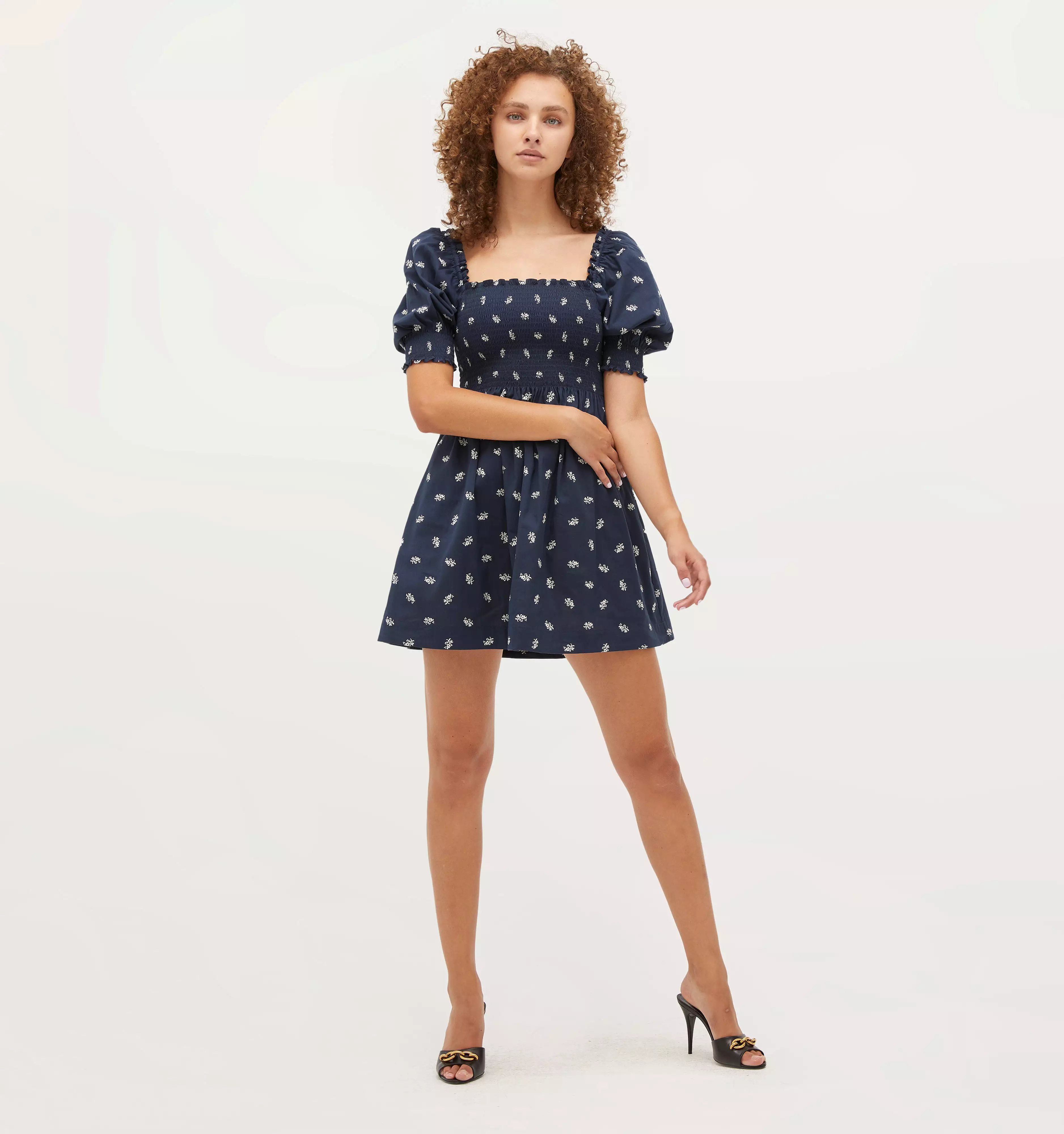 The Athena Nap Dress - Navy Autumn Paisley