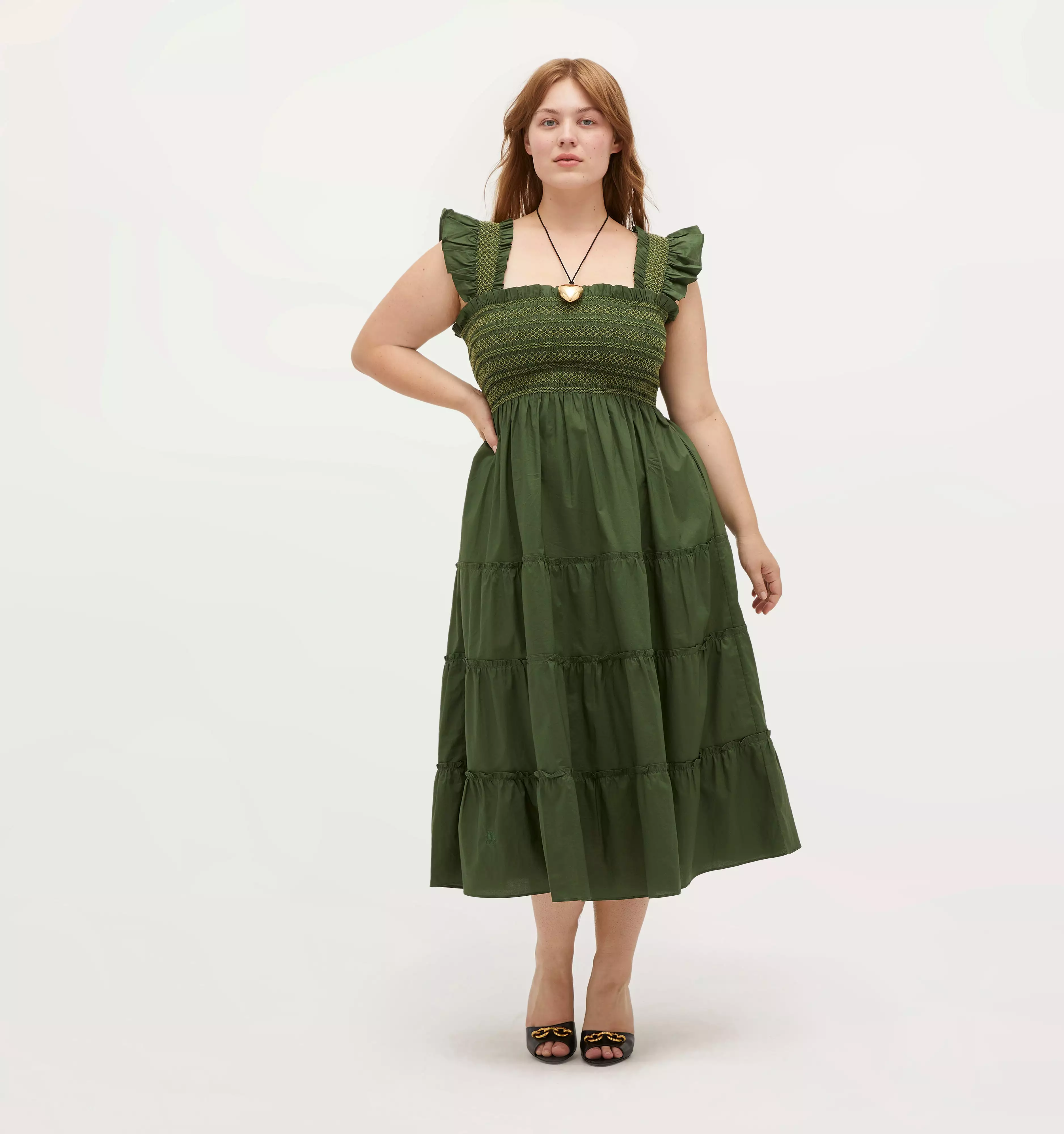 The Ellie Nap Dress - Leaf Green Cotton