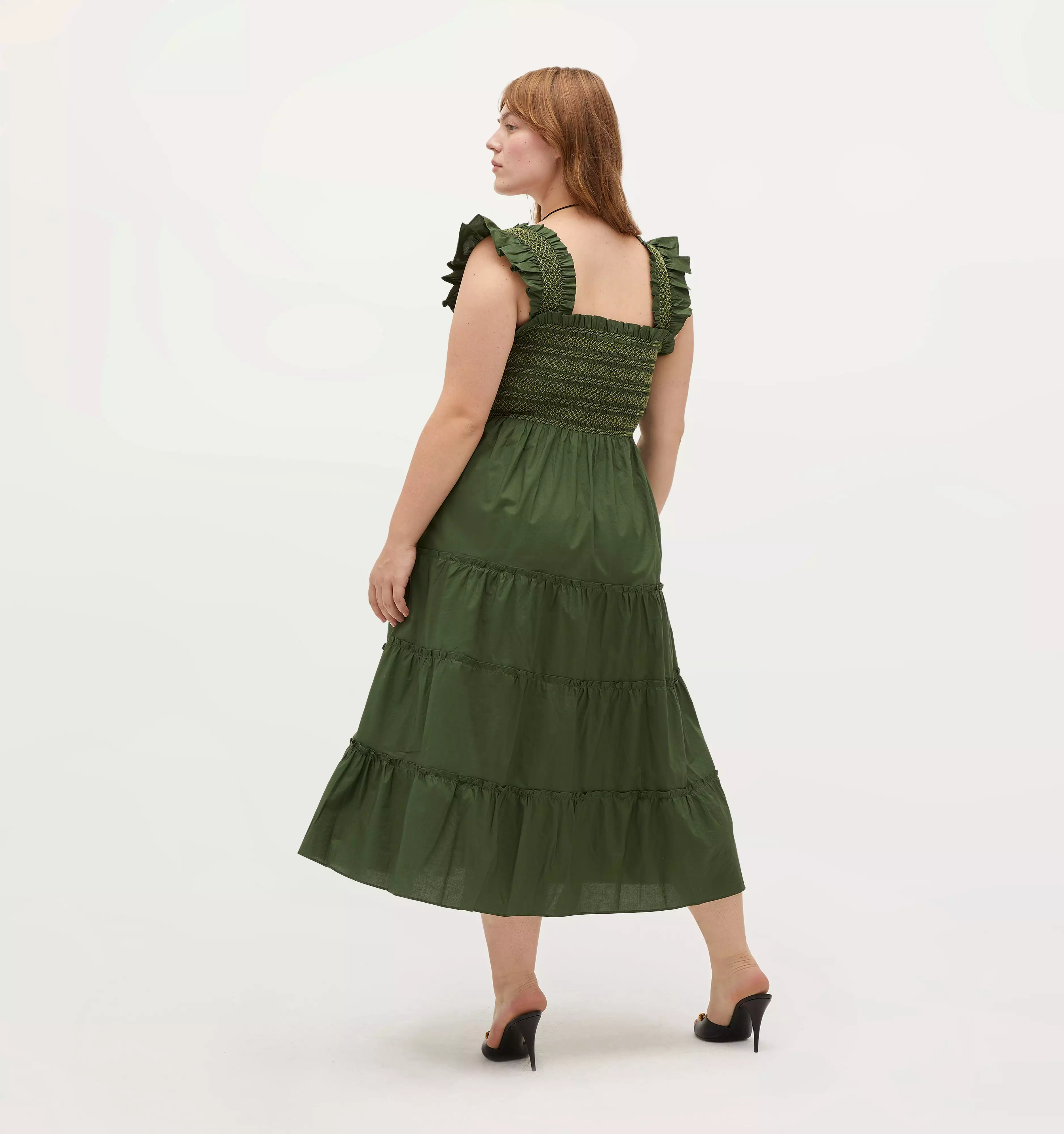 The Ellie Nap Dress - Leaf Green Cotton