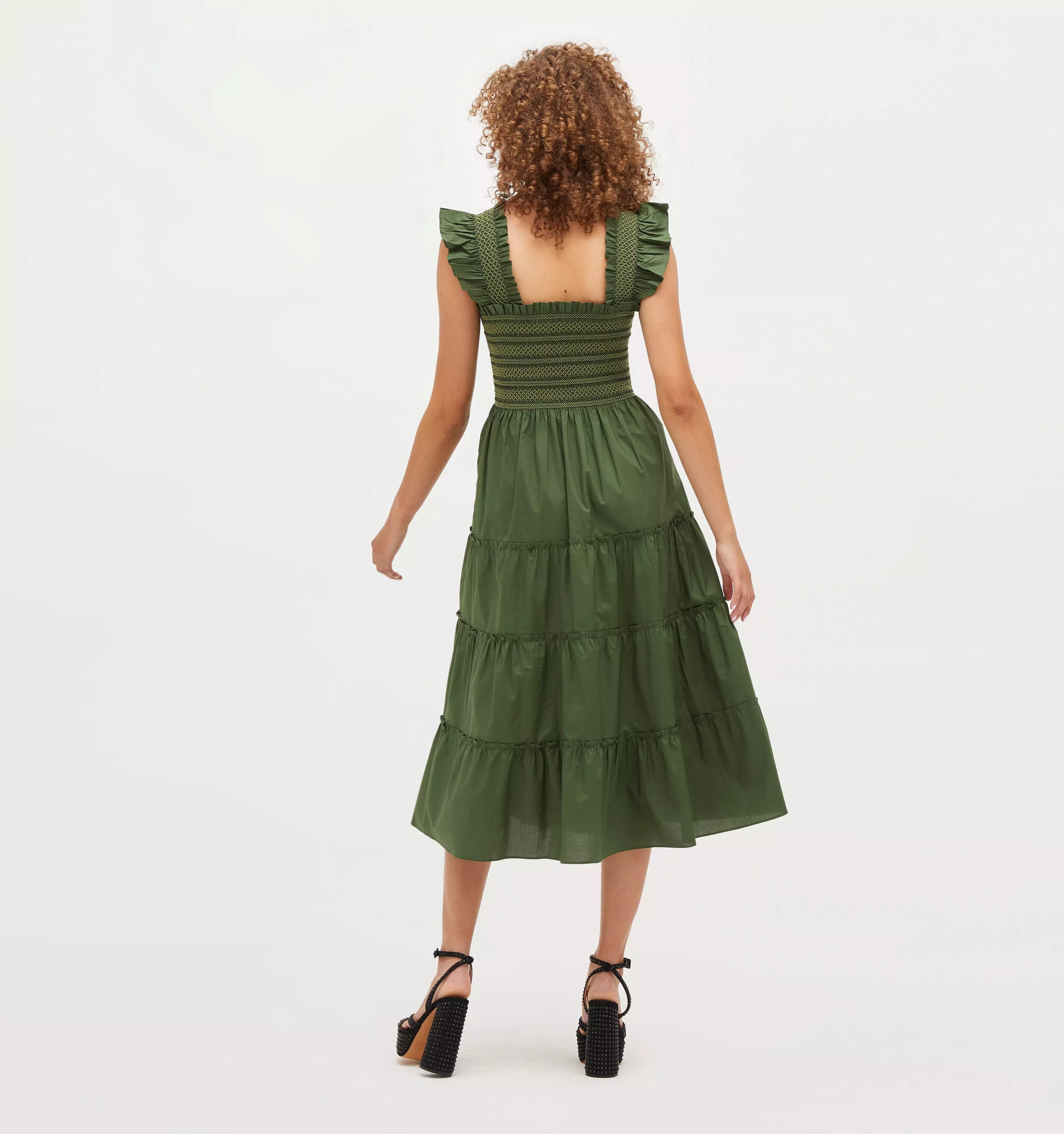 The Ellie Nap Dress - Leaf Green Cotton