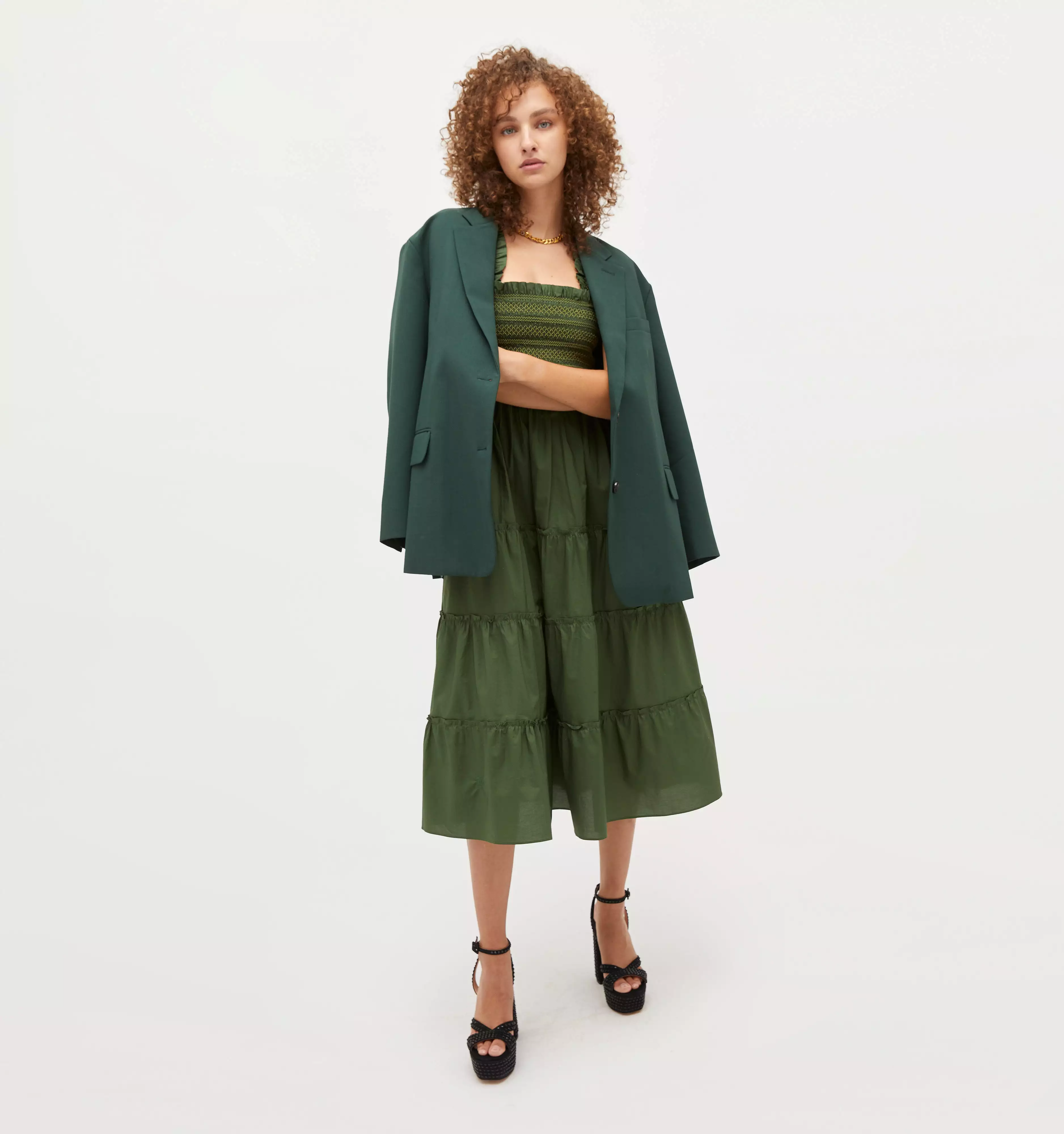 The Ellie Nap Dress - Leaf Green Cotton