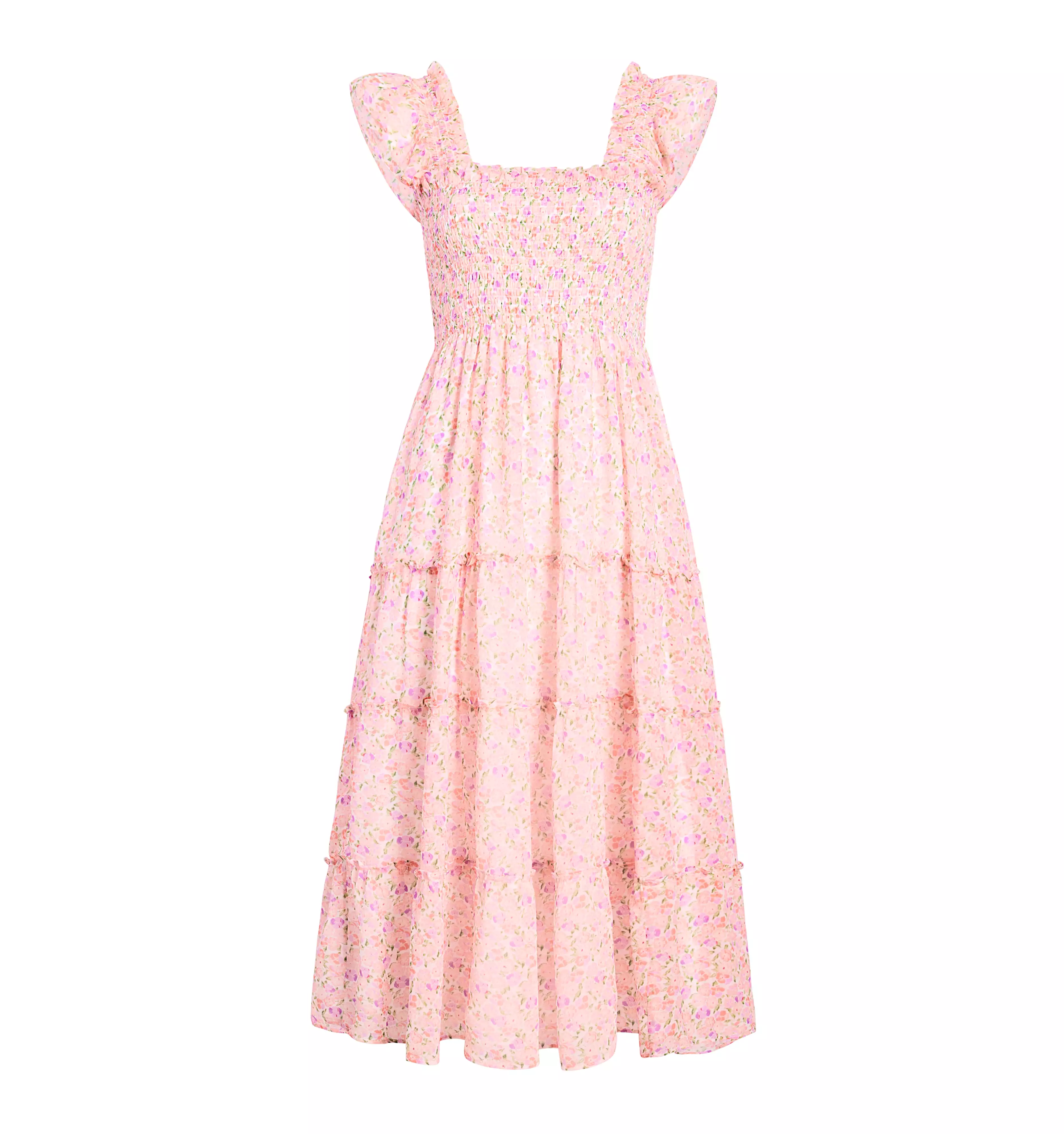 The Ellie Nap Dress - Pansy in Pink Multi Georgette