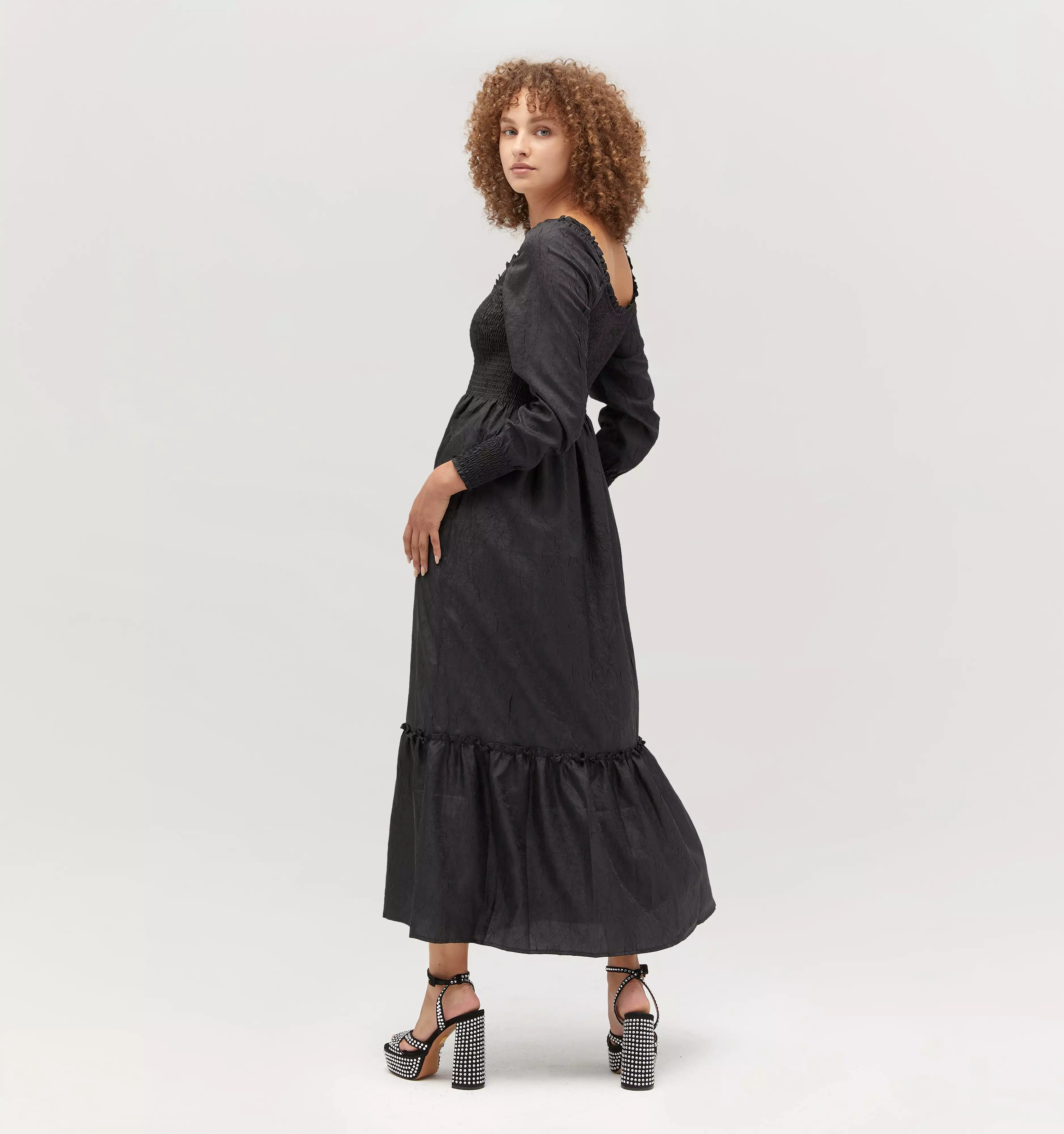 The Emily Nap Dress - Black Crushed Taffeta