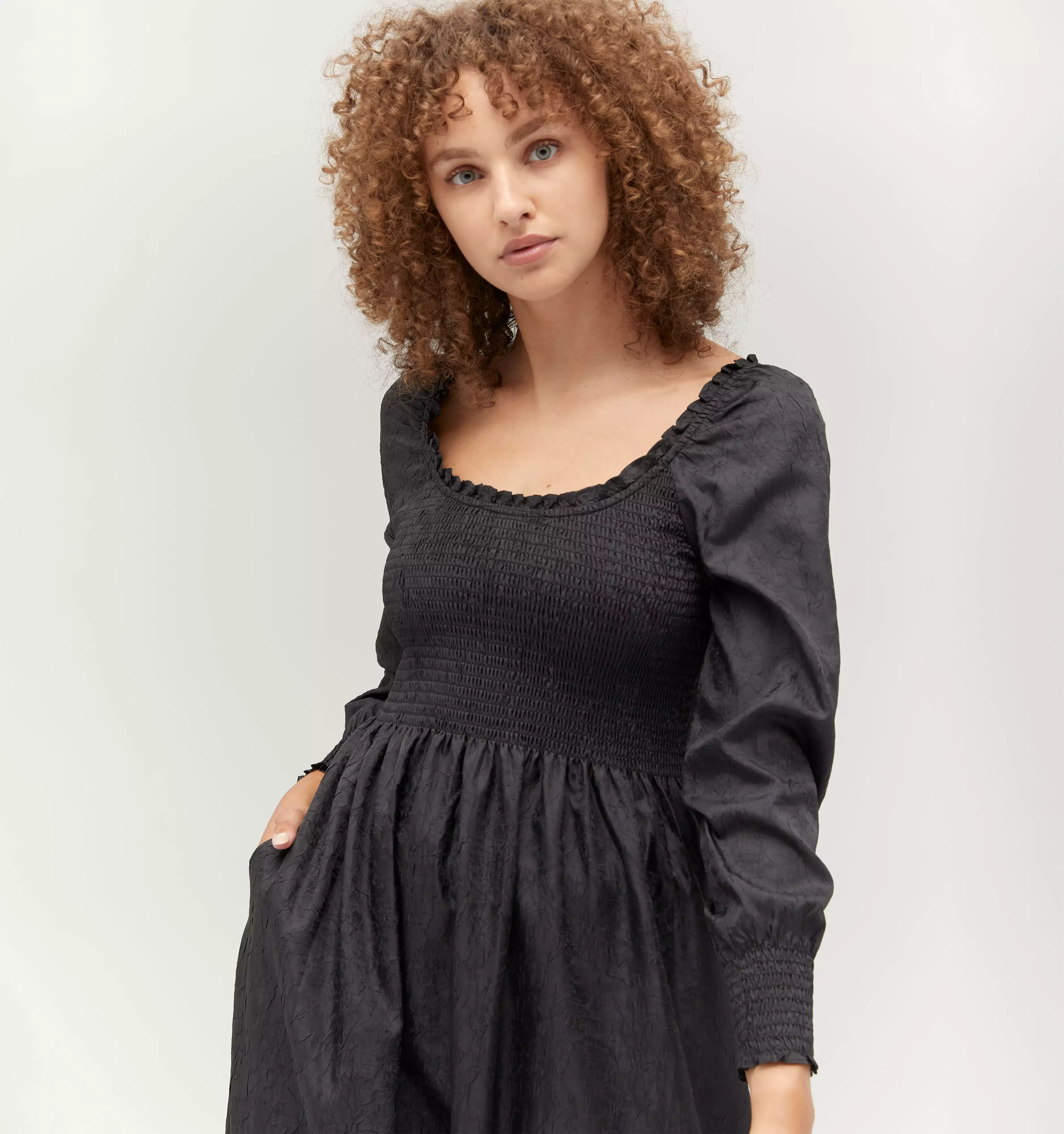 The Emily Nap Dress - Black Crushed Taffeta