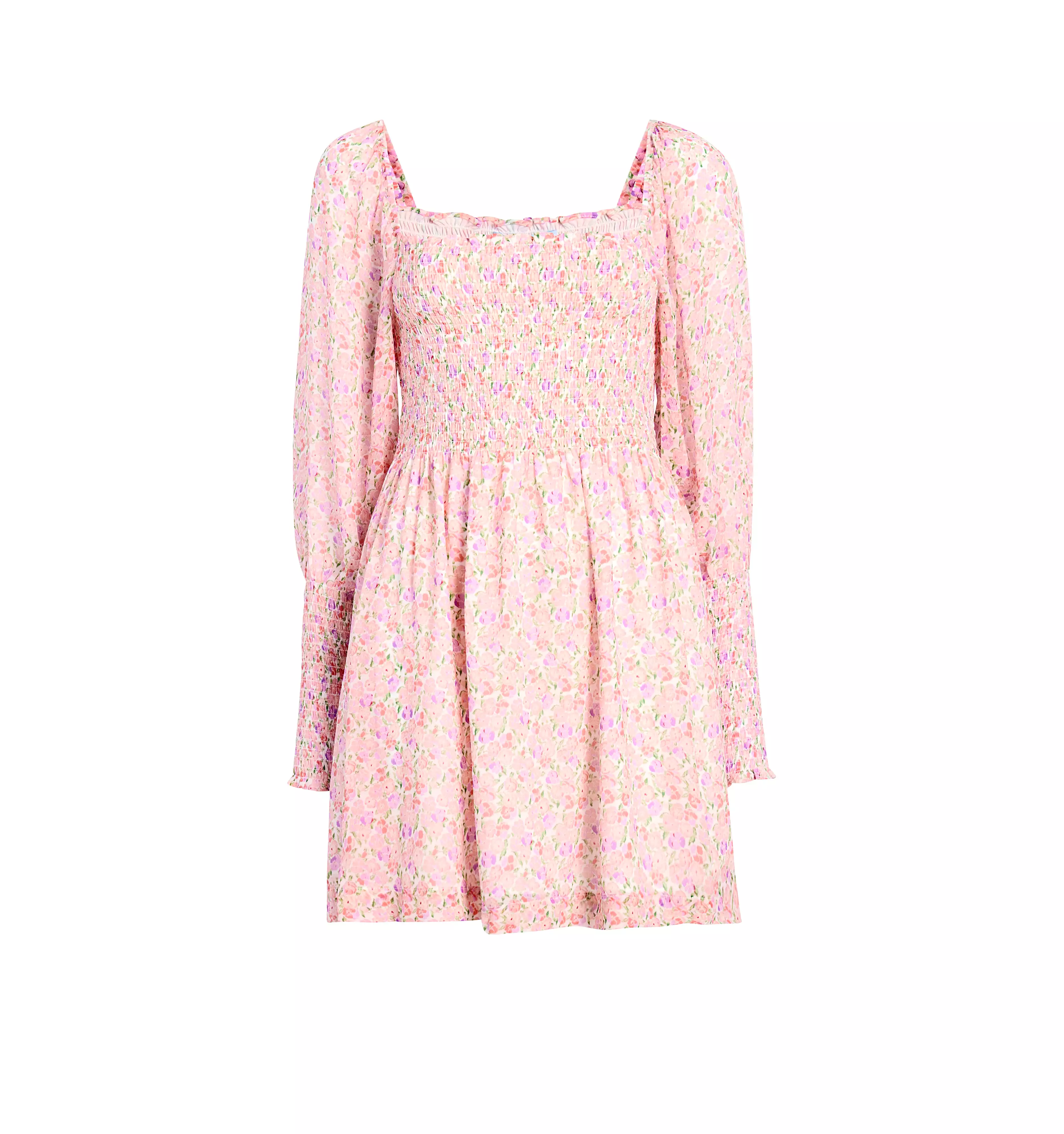 The Grace Mini Nap Dress - Pansy in Pink Multi Georgette