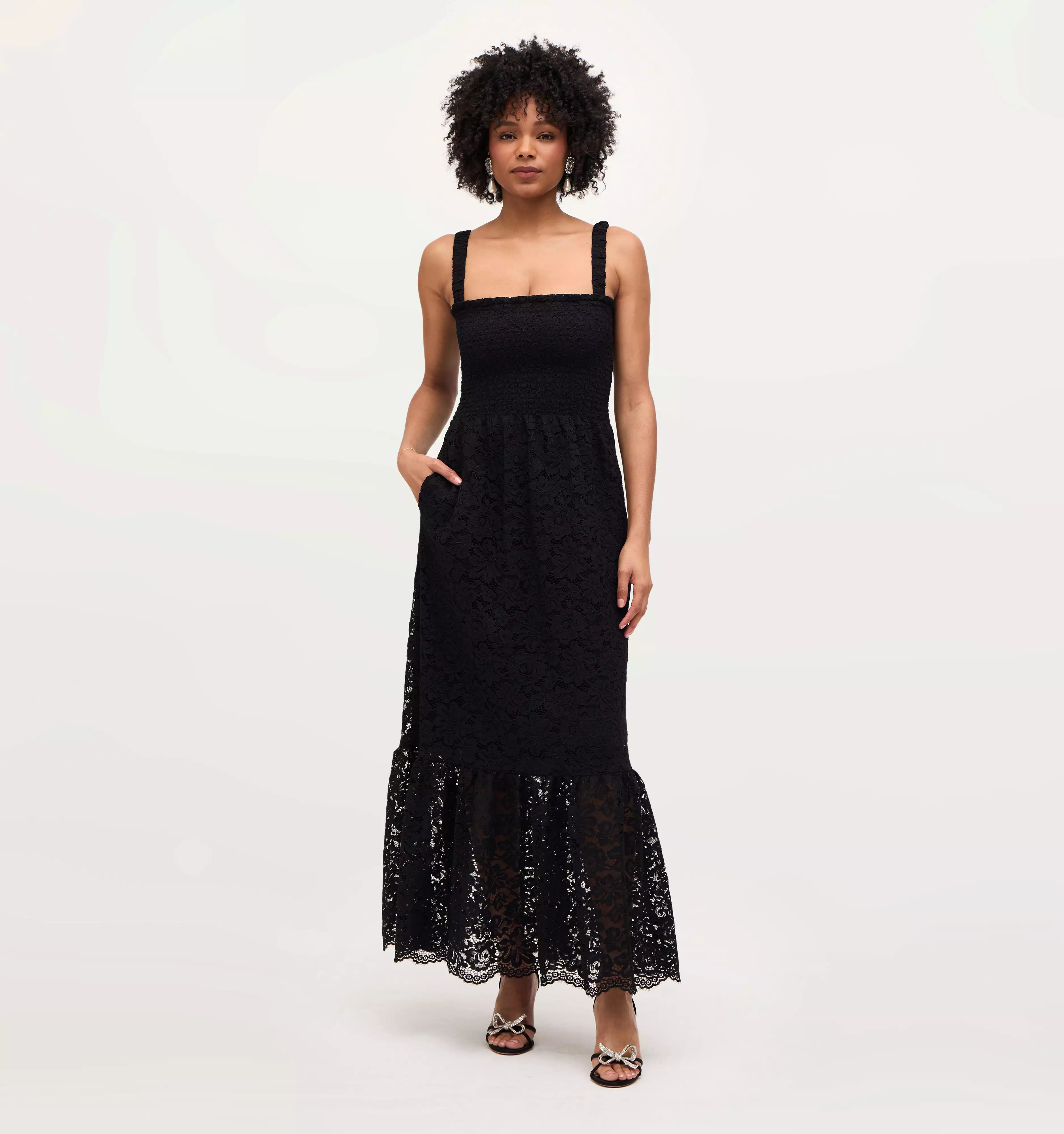 The Lace Anjuli Nap Dress - Black Lace