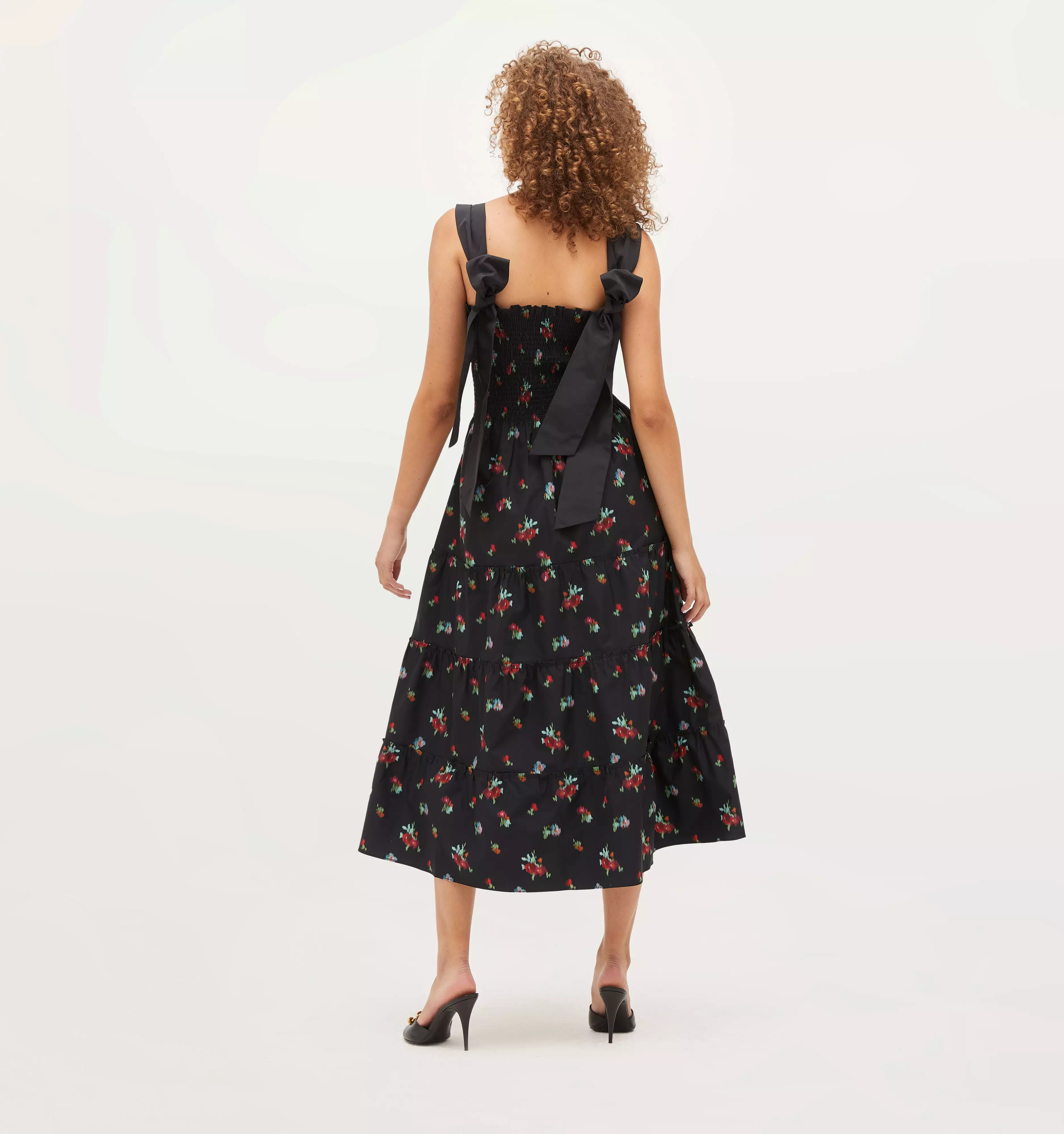 The Ribbon Ellie Nap Dress - Black Ikat Floral Taffeta