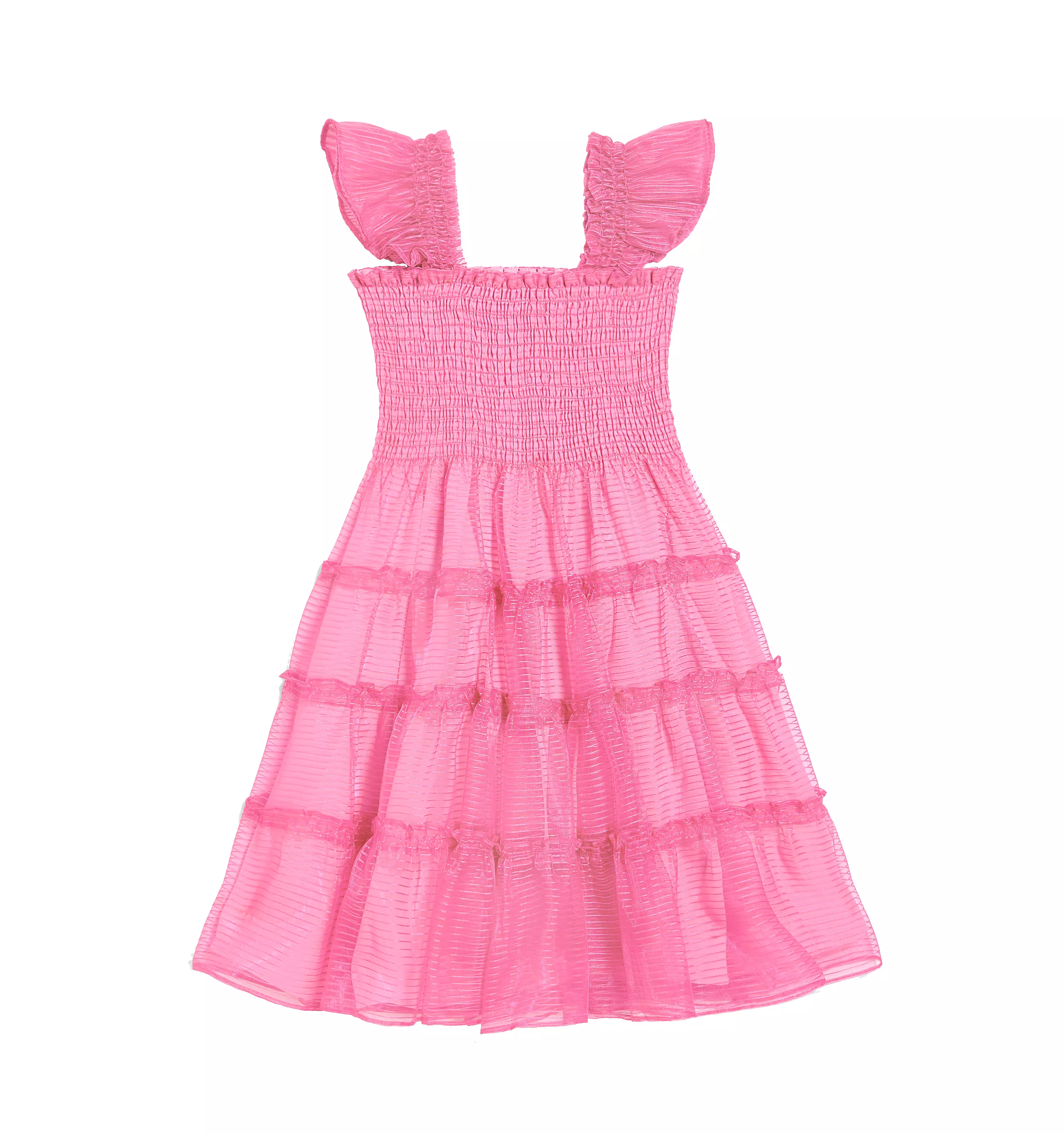 The Tiny Glinda Ellie Nap Dress - Pink Stripe Organza