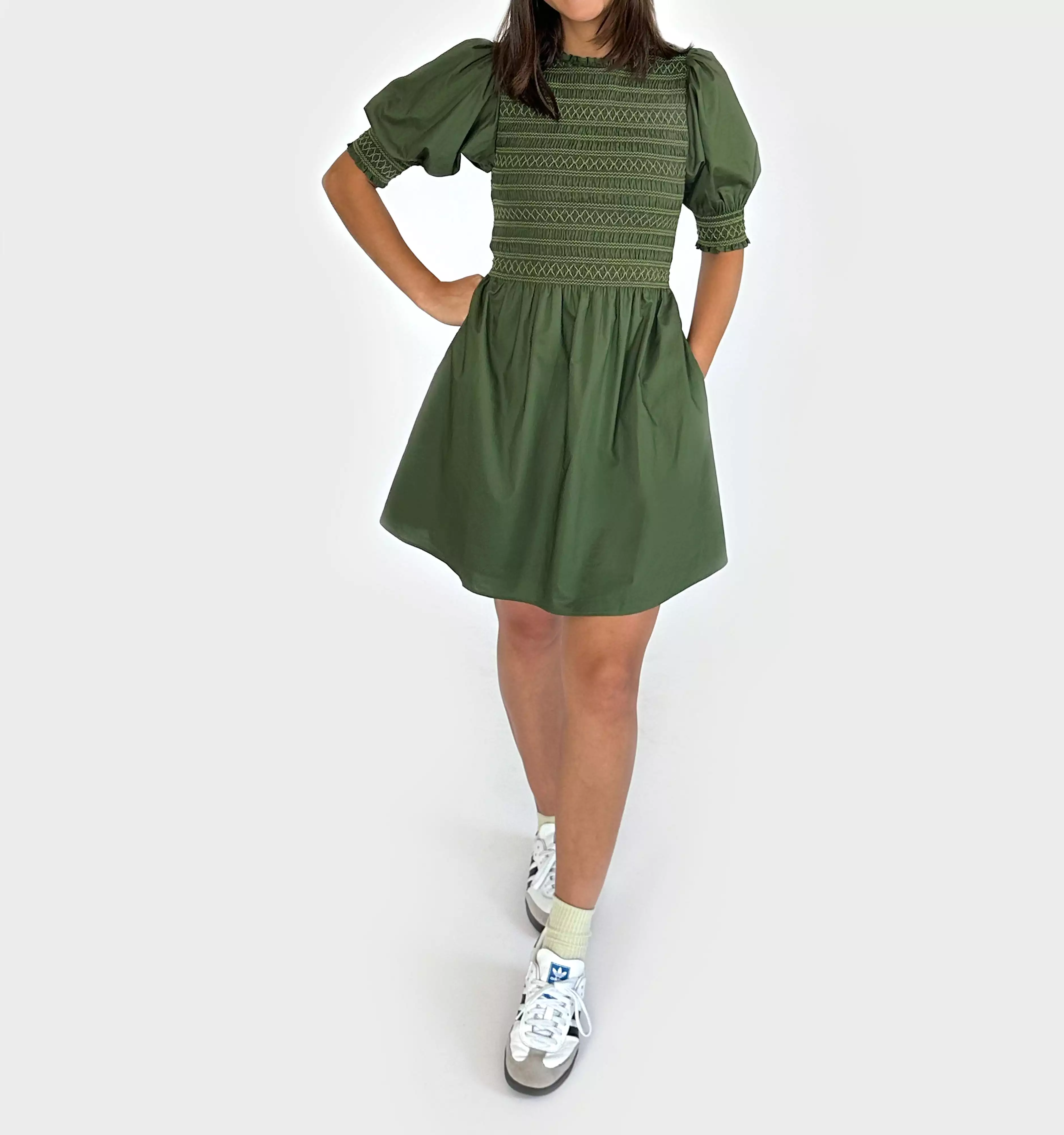 The Vivi Nap Dress - Leaf Green Cotton