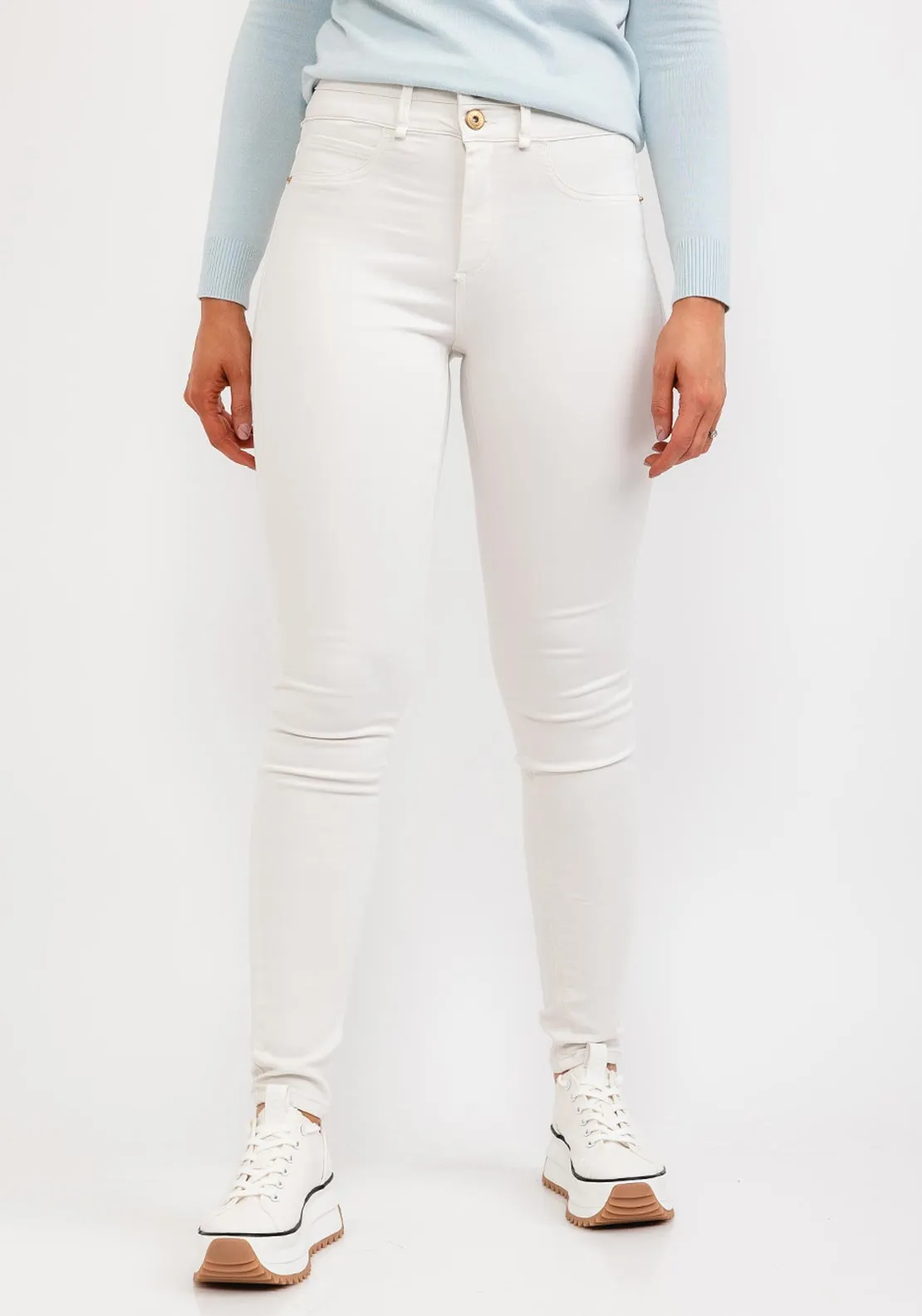 Tiffosi One Size Double Up Skinny Jeans, Off White