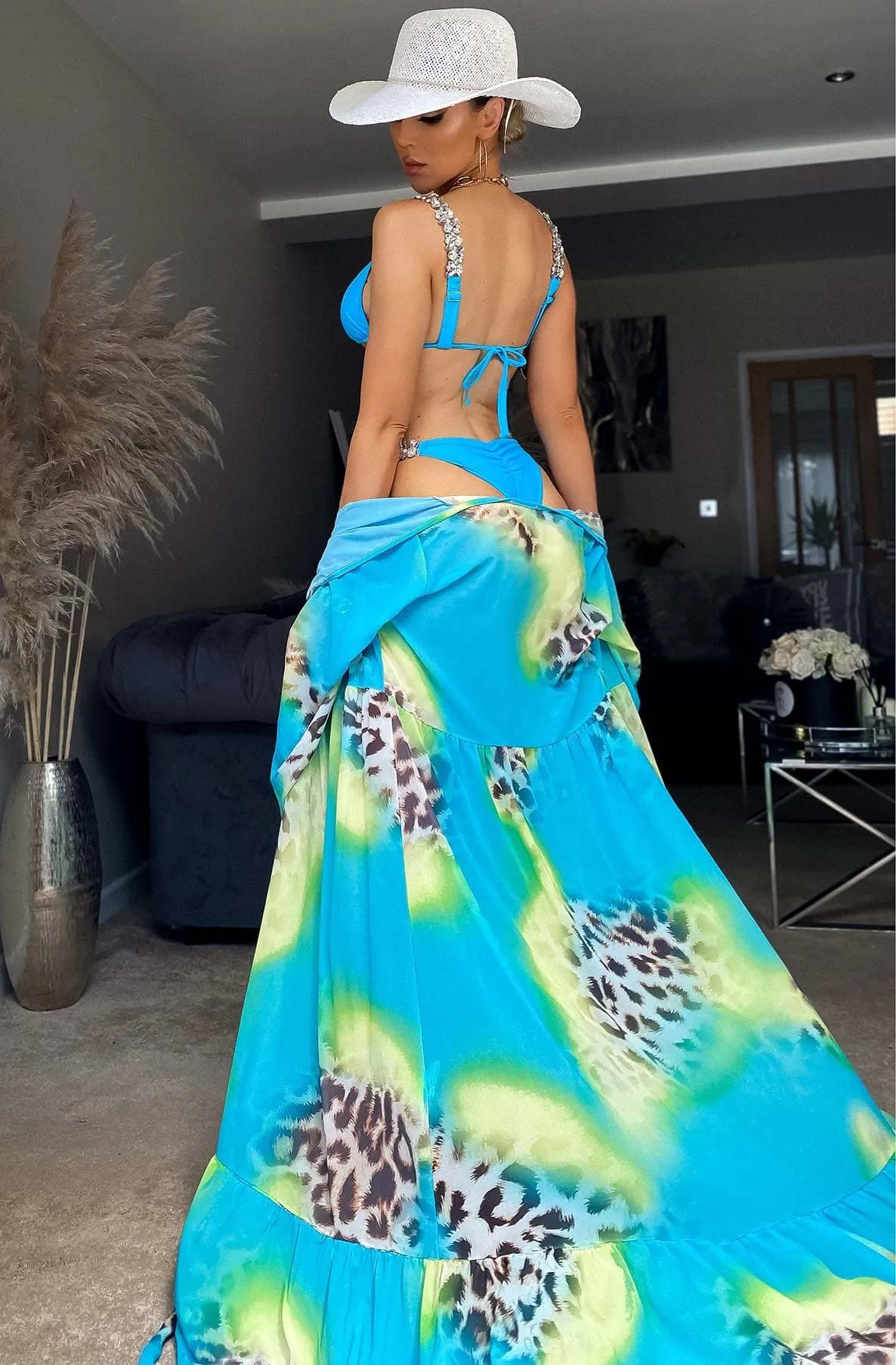 Turquoise Ivanna Beach Cover Up Maxi Wrap Dress