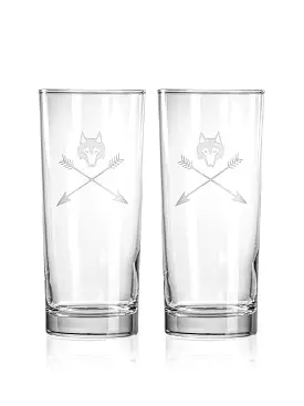 Wolf and Arrows High Ball Glass Set