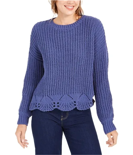 Wynter Womens Scallop Matte Chenille Pullover Sweater