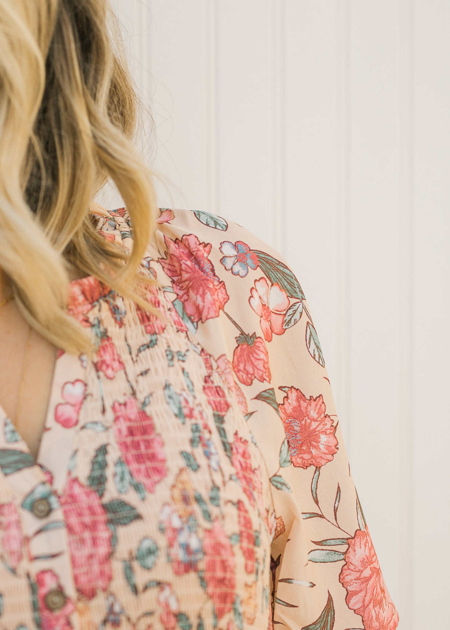 X Floral Peach Button Up Dress