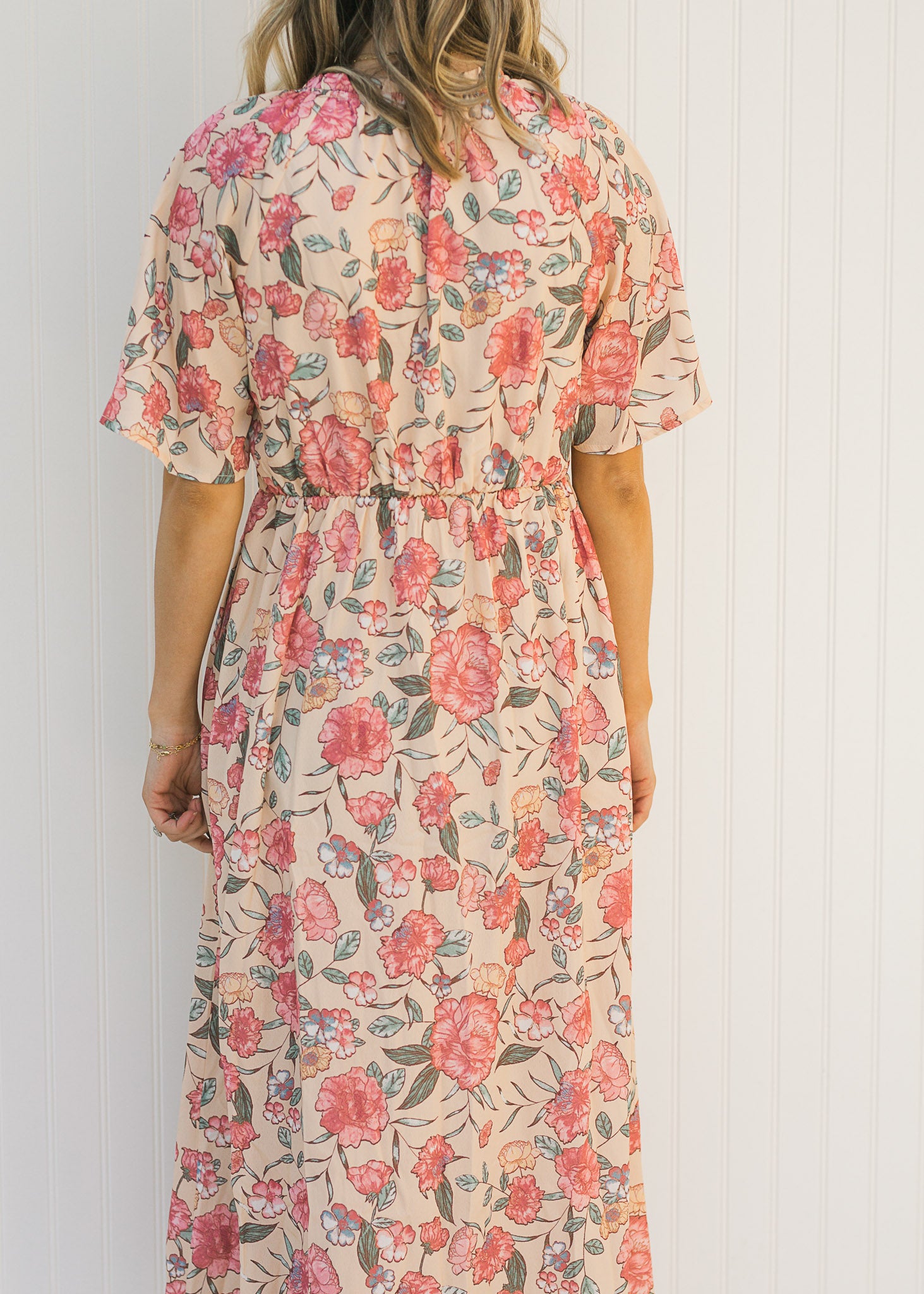 X Floral Peach Button Up Dress