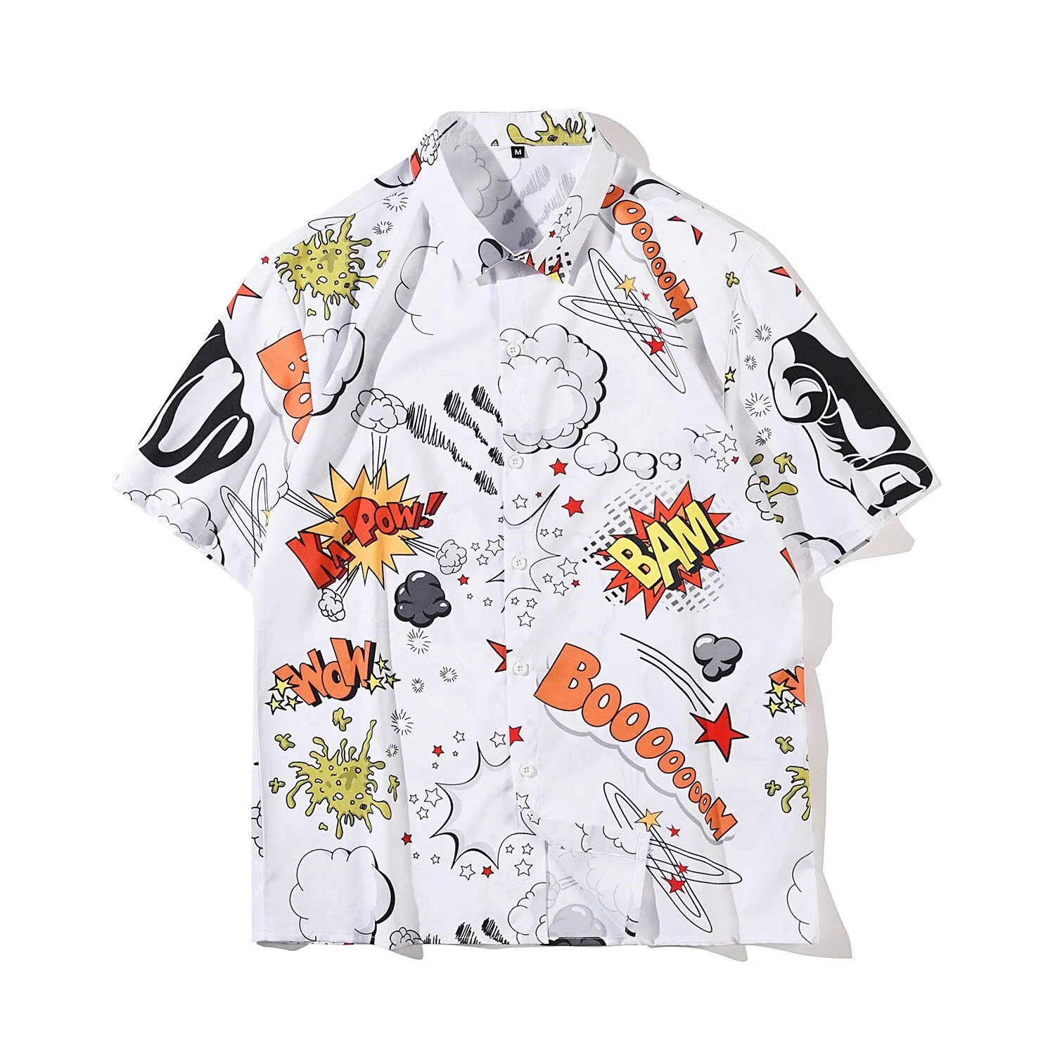 Xituodai 2022 New Arrival Men Shirt Chemise Homme Loose Summer Graffiti Printing White Cardigan Lapel Short Sleeve Cotton Casual