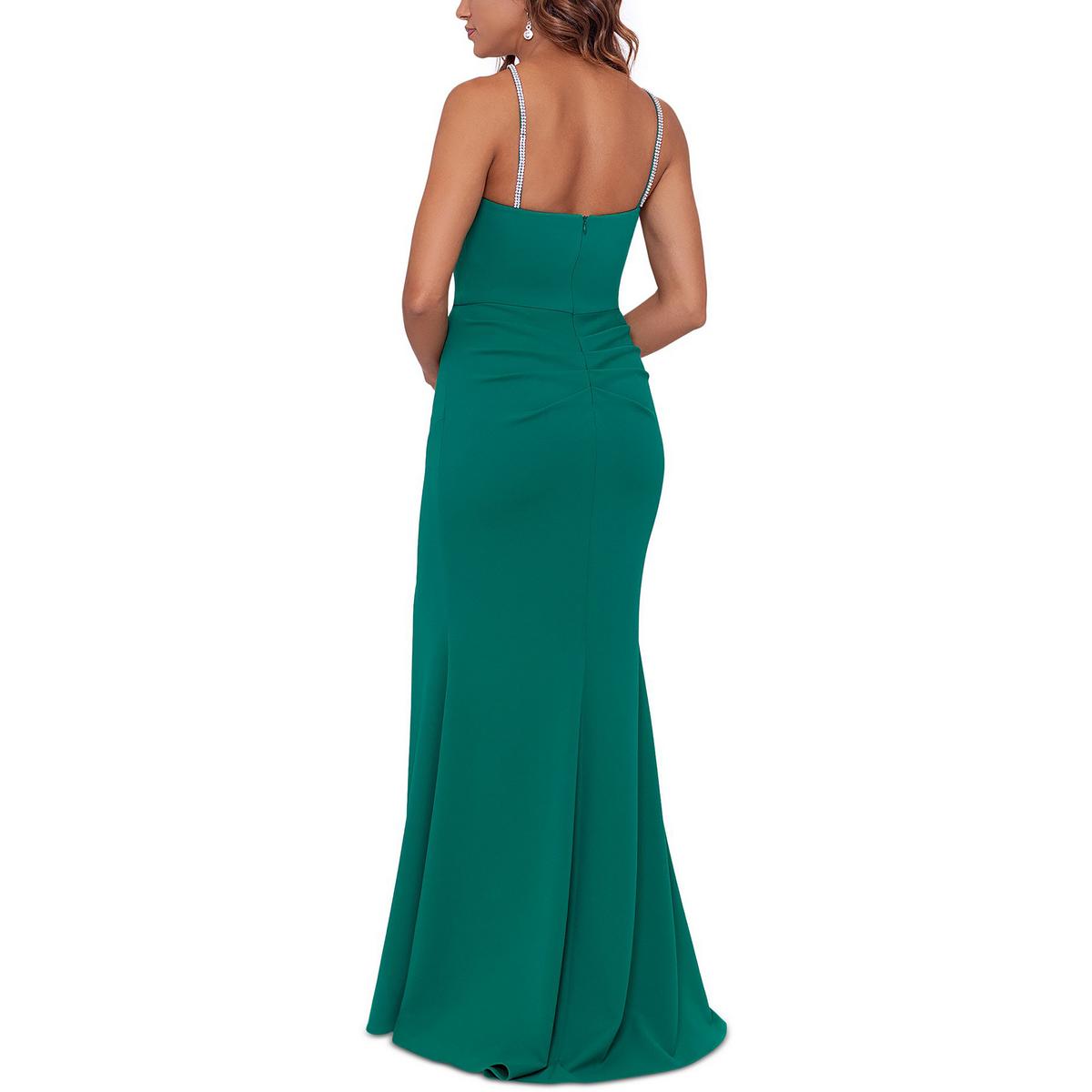 Xscape Womens Petites One Shoulder Long Evening Dress